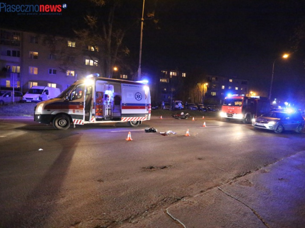 Zamknięta ulica Puławska. Wypadek z udziałem motocyklisty