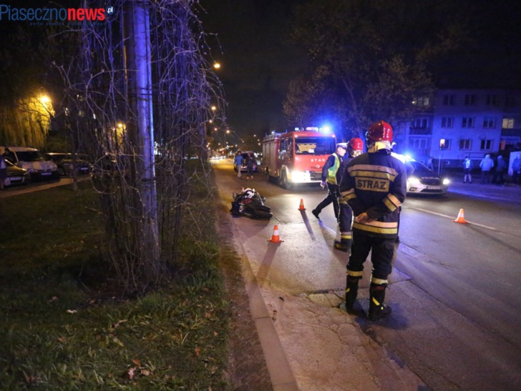 Zamknięta ulica Puławska. Wypadek z udziałem motocyklisty