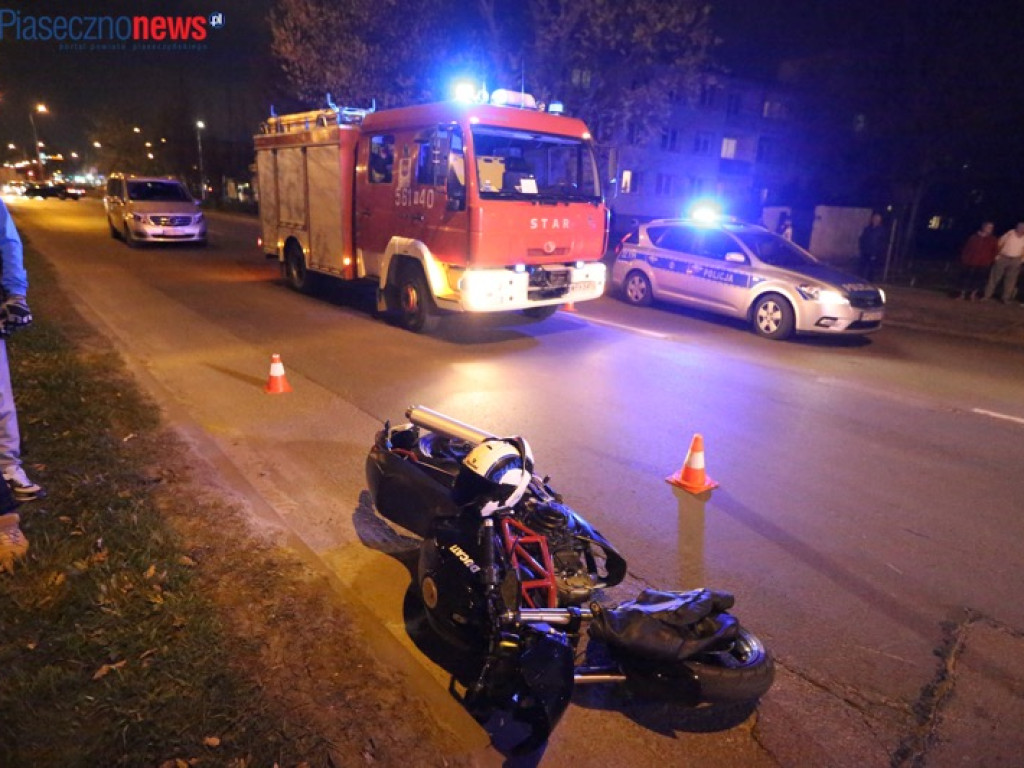 Zamknięta ulica Puławska. Wypadek z udziałem motocyklisty