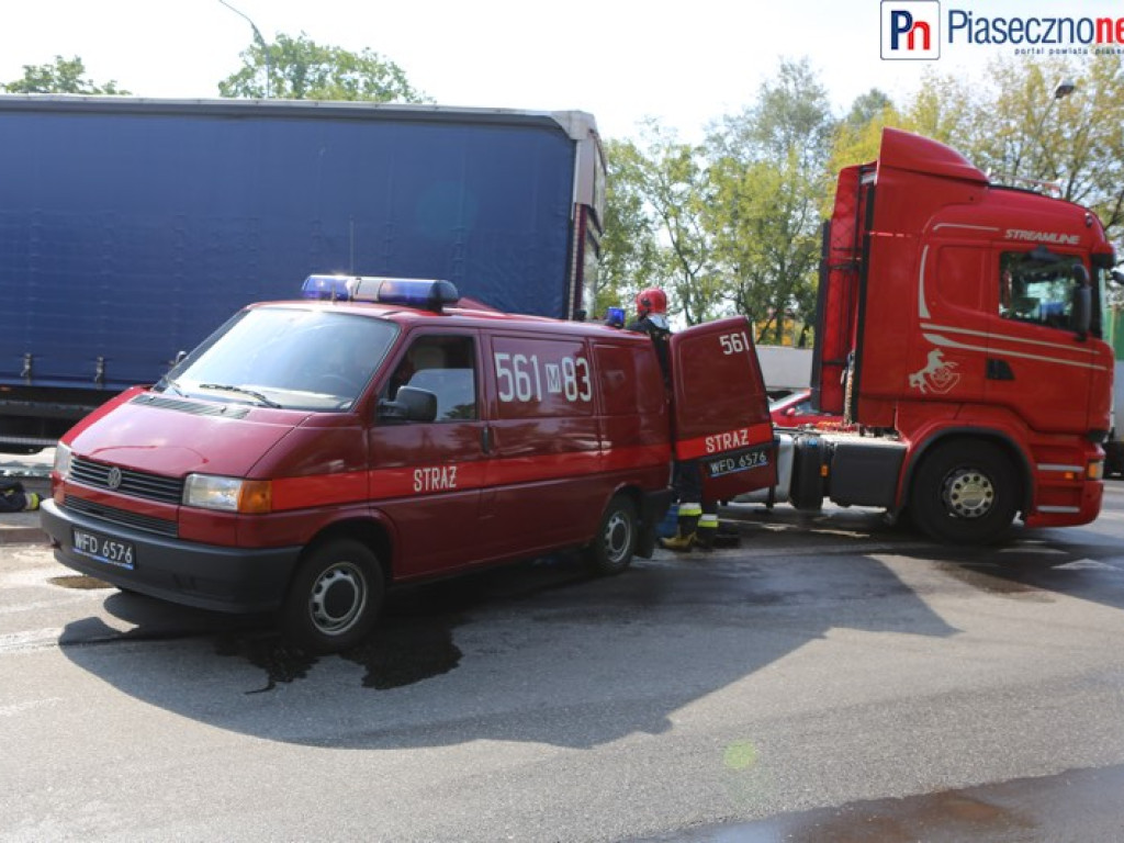 Wypadek na skrzyżowaniu Puławskiej i Okulickiego. Skoda rozbita, tir z uszkodzonym bakiem [AKTUALIZACJA]