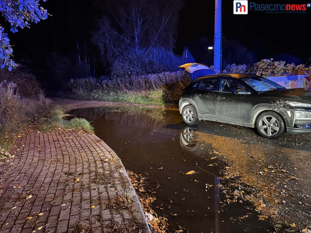 Policjant wjechał w ogrodzenie