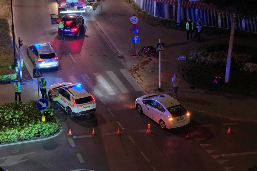 Zderzenie motocykla z taksówką