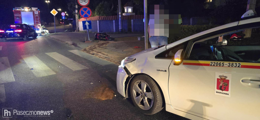 Zderzenie motocykla z taksówką
