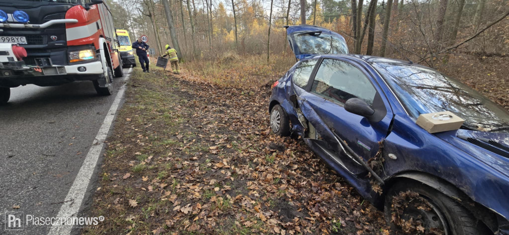 Wypadła z drogi na łuku