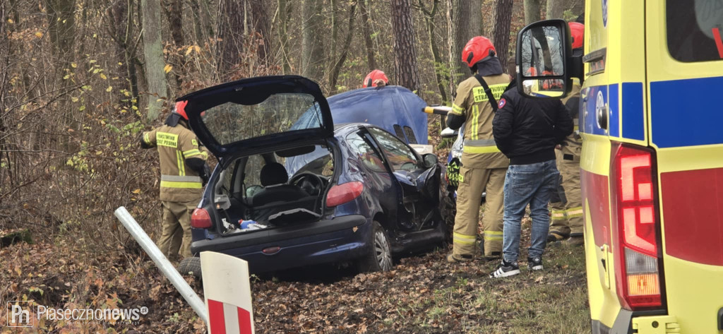 Wypadła z drogi na łuku