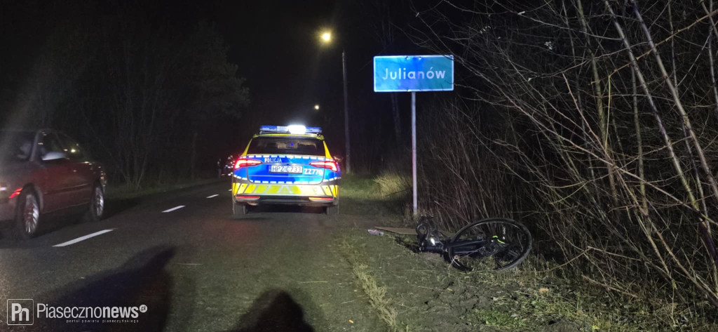 Zderzenie samochodu z rowerzystą