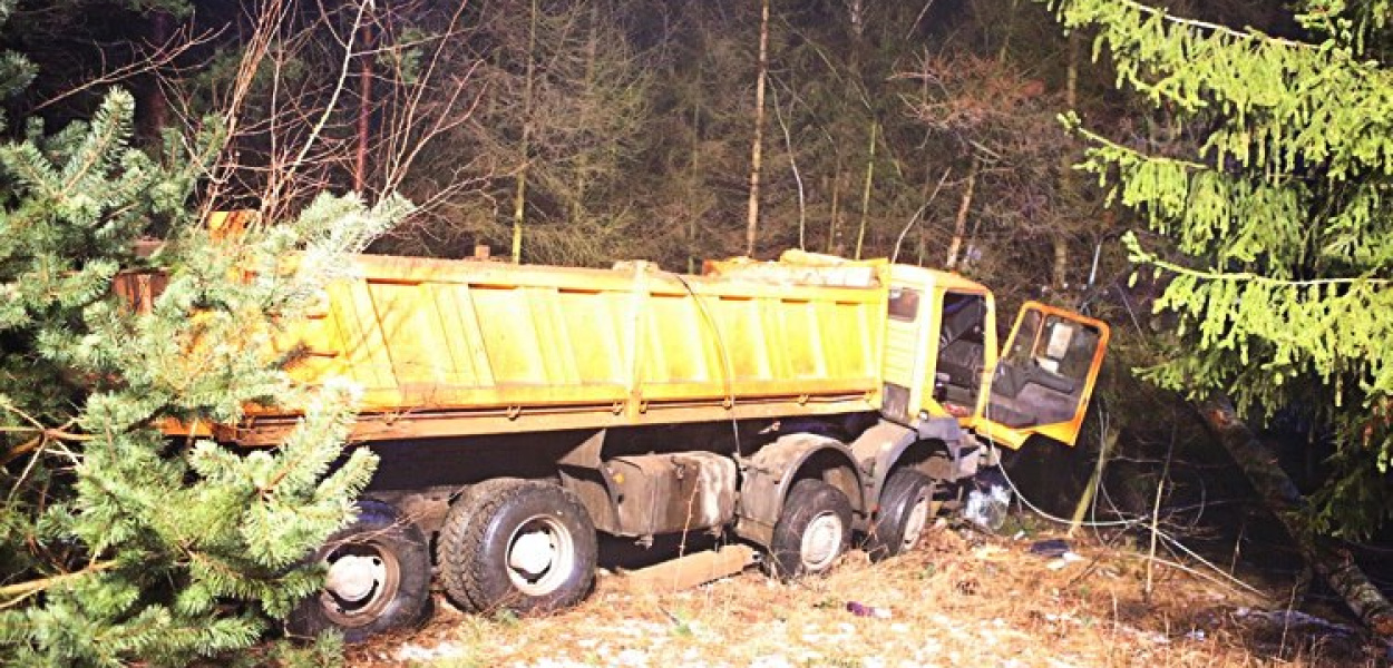 Po pijaku ciężarówką skosił brzozę