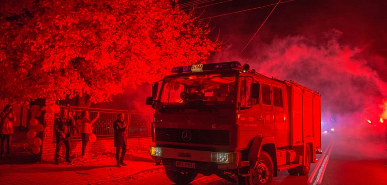 Huczne powitanie wozu OSP Wola Prażmowska