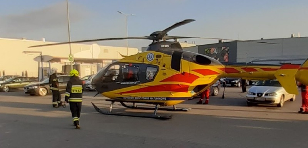Pod Kauflandem wylądował śmigłowiec