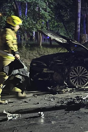 Zderzenie bmw z audi. Droga krajowa 79 zablokowana-2559