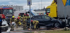 Wypadek na parkingu pod Auchan