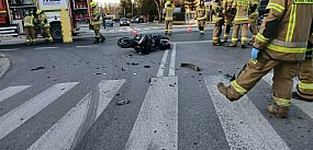 Poważny wypadek motocyklisty, utrudnienia