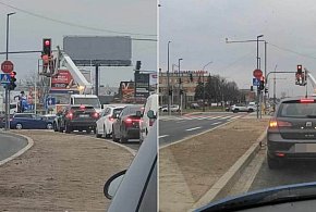 Montują światła na skrzyżowaniu przy Laminie-110563