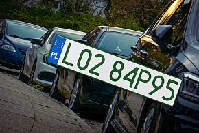 Tablice z zielonymi napisami na kolejnych autach. Nie chodzi o "elektryki"-110575