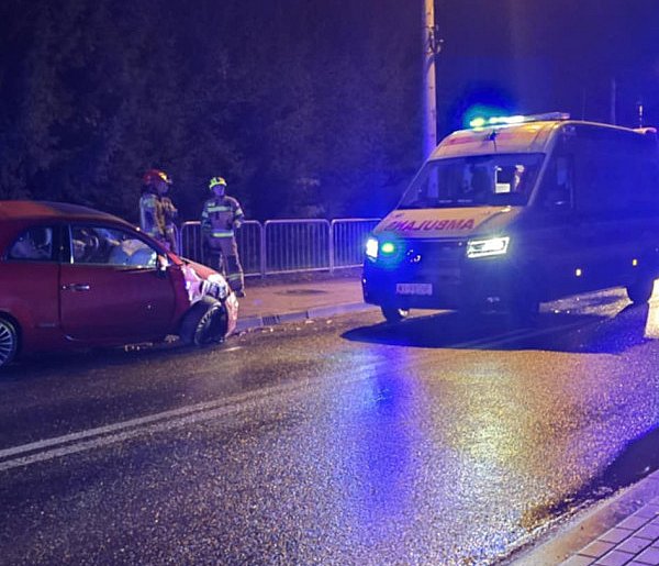 Zjechał z jezdni i zatrzymał się na słupie-109278