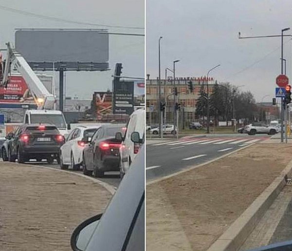 Montują światła na skrzyżowaniu przy Laminie-110563