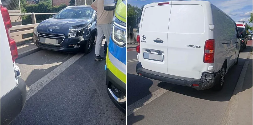 Kolizja na wiadukcie. Tworzą się korki w kierunku Zalesia