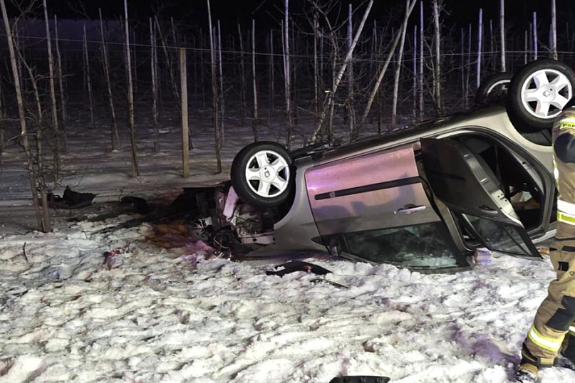 Uderzył w przystanek i dachował