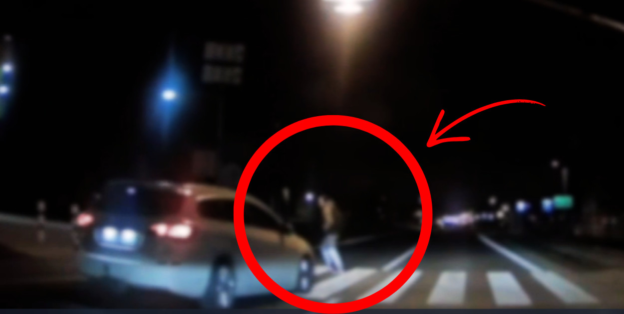 Nie zauważył pieszego. Zauważyła go kamera innego kierowcy